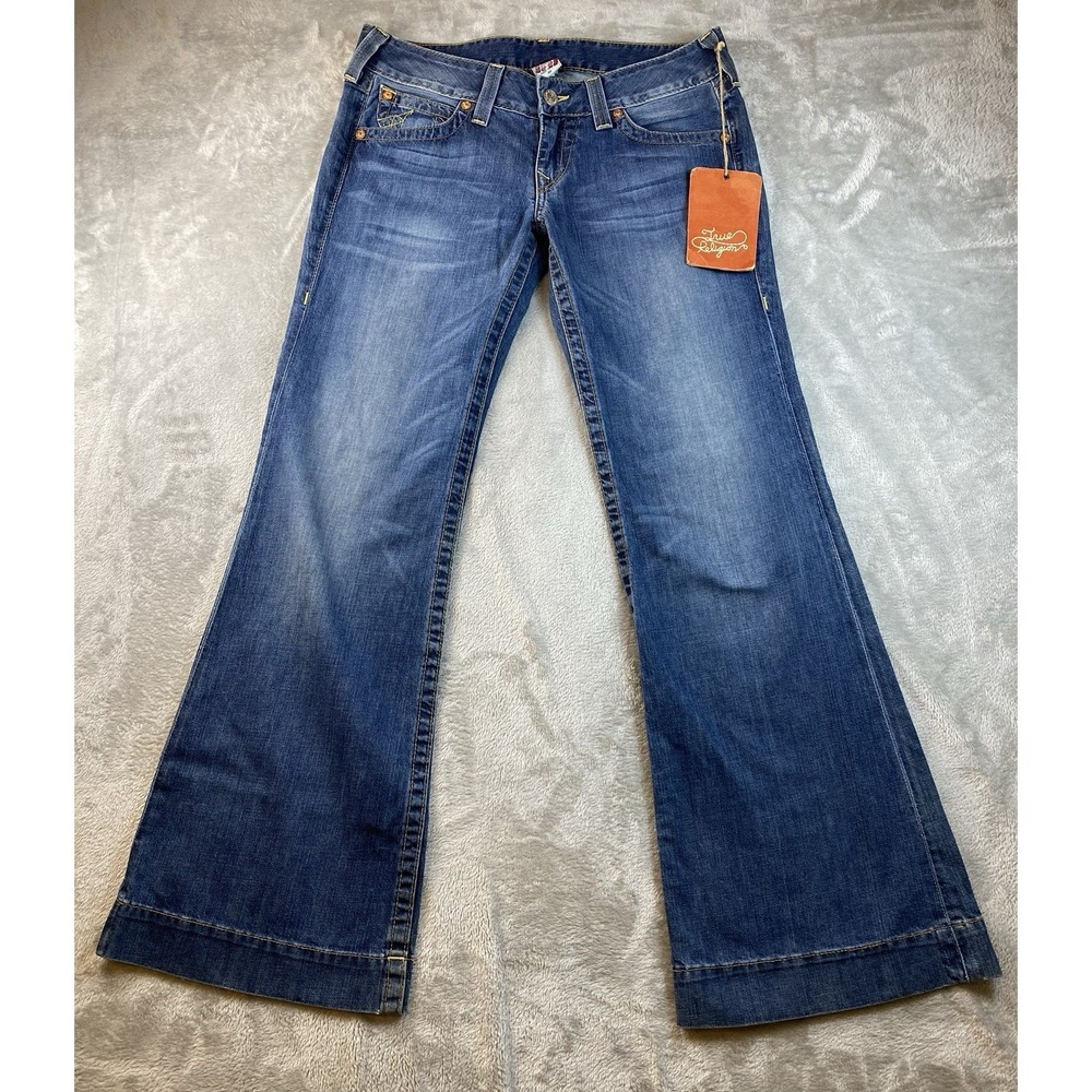 True Religion Jeans Women's 32 R200 Boot cut Low Rise Y2K Made USA Panel Hem NWT